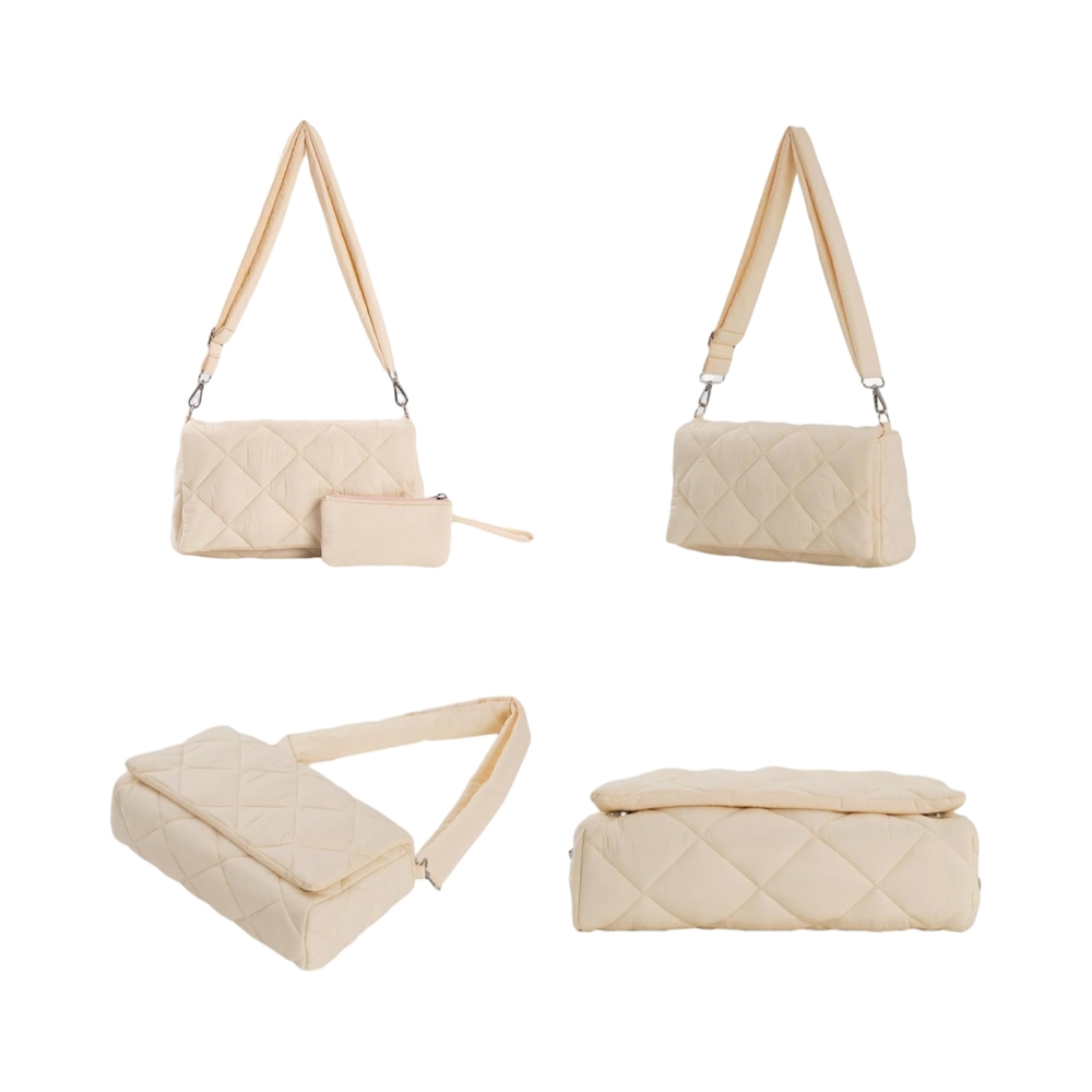 NWOT BabySun Beige Shoulder Nylon Puffer Bag